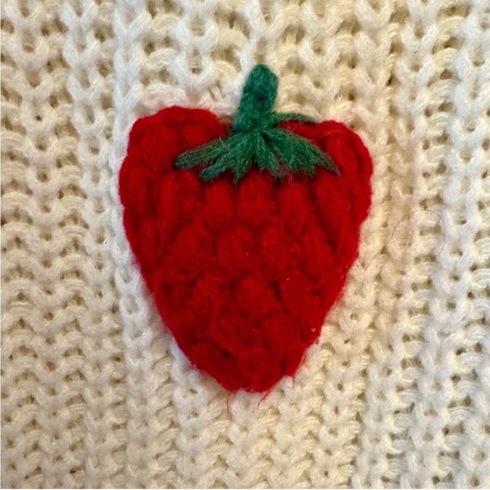 Strawberry Patterned White Sweater - image 5